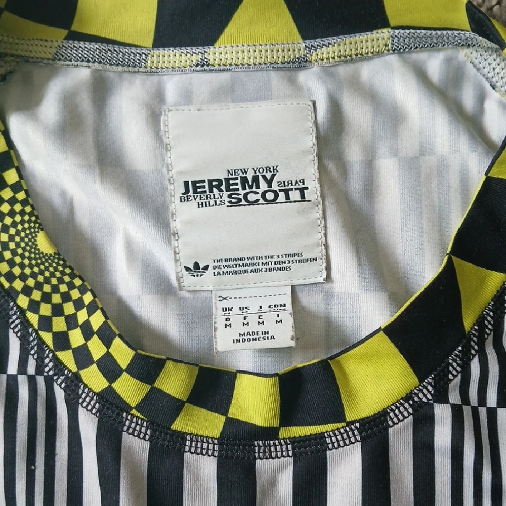 Adidas Jeremy Scott Checkered Long Sleeve Shirt - Yellow, Pink, Black - Picture 6 of 8